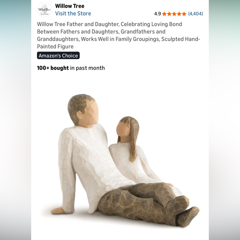 Willow Tree Father and Daughter Figurine - White, Brown, Tan